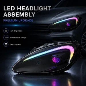 LED Headlight Assembly for Chevrolet Corvette C6 C8 Style Projector DRL Sequential Turn Signal Plug and Play