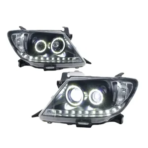LED Headlight Assembly for Hilux VIGO 12V 6000K IP-67 Waterproof Plug-and-Play 8000 Lumens Front Lights Upgrade