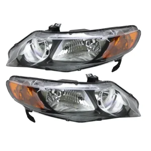 LED Headlight Assembly for Honda Civic Gen 8 US Version Front Lamp LHD Black Housing Pair 33101 SNA A02 33151 SNA A02