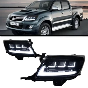 LED Headlight Assembly for Toyota Hilux Vigo Upgrade Featuring Projector Lenses DRL Signals