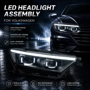 LED Headlight Assembly for Volkswagen T-ROC Upgrade Front Headlamp With Laser Lens DRL Sequential Turn Signal Light