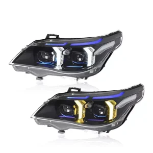LED Headlight DRL Projector Headlamp Assembly for BMW 5 Series E60 Sequential Turn Signal Upgrade Plug and Play