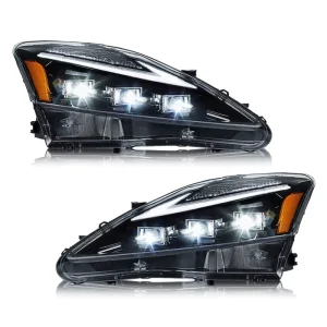 LED Headlight for Lexus IS250 IS300 IS350 Upgrade to VLAND Style with Sequential Turn Signal DRL Projector Lens