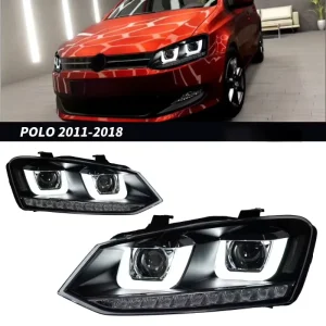 LED Headlights 12V New for Polo Modified Dual U-shaped Assembly with Dual Lens