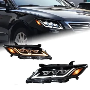 LED Headlights Assembly for Toyota Camry Lens Daytime Running Light Flowing Amber Turn Signal Perfect Fit