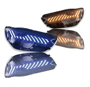 LED Headlights Dynamic Sequential DRL Plug Play Smoked Front Light Bar Auto Parts for Audi A6 C7 PA