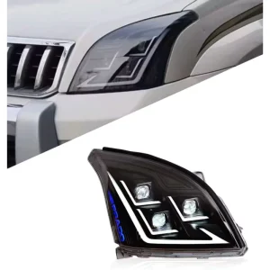 LED Headlights Smoked Black Assembly Set Modified for Prado J120 Day Running Light 12V 70W 4000 Lm 3000K