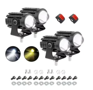 LED Headlights for Motorcycles Cars Dual-Color Auxiliary Lights