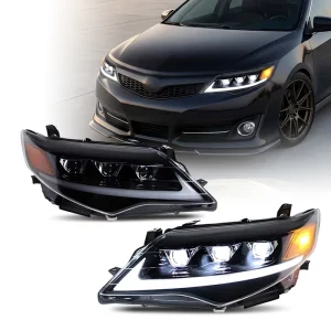 LED Headlights for Toyota Camry US Spec Amber Reflector Startup Sequential Turn DRL Beam