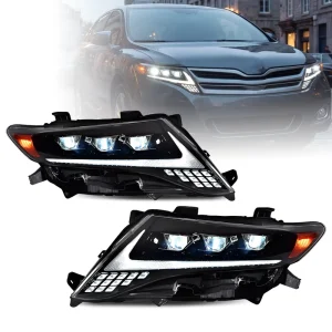 LED Headlights for Toyota Venza AV10 Triple Projector Start-up Animation Sequential Front Lamps Pair