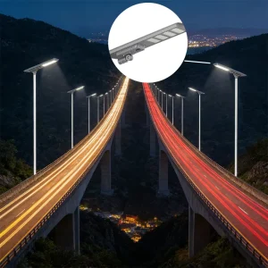 LED IP66 Automatic Timer Control Monocrystalline Silicon 80.5mm Fine Tuning Arm Solar Street Light for Garden Yard