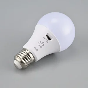 LED Lamp Dimmable 16 RGB Light Bulb Rechargeable Smart Bulb Aluminum Plastic Warm White A60 A19 Emergency Backup 15W Remote