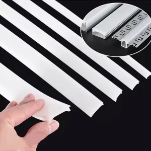LED Light Trough Cover PVC Rubber Strip Light Shield Arc shaped Bendable Flexible Cover White Transparent Cutting Customizable