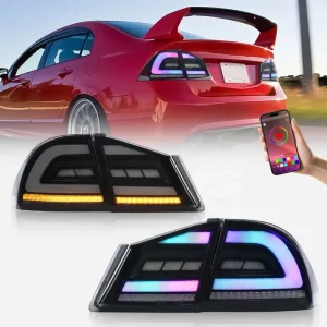 LED Modified TailLight Assembly for Honda Civic FD1 FD2 FD3 Type R Rear Lamp Factory (RBG White)