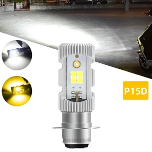 LED Motorcycle Headlight Bulb H4 BA20D P15D White Yellow Motorcycle Auxiliary Headlight 4smd 3030 Light Bulbs Car Accessories