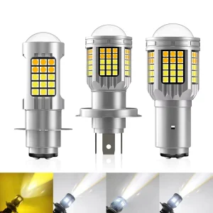 LED Motorcycle Headlight P15D H4 BA20D Dual color White yellow Ultra bright 13W