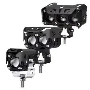 LED Motorcycle Light Dual Color External Draving Light Electric Moto Spotlight Retrofit Headlamp
