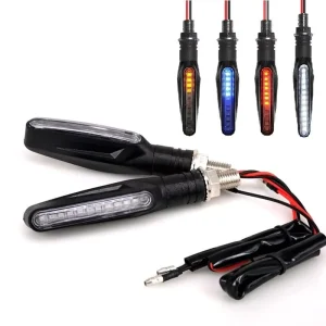 LED Motorcycle Turn Signal Indicator Lights 12V Amber Blinker with E Mark Sequential Running Lamp