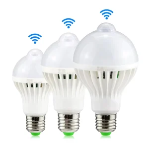 LED PIR Motion Sensor Sound Auto Smart Bulb 5W 7W 9W 12W E27 85 265V 5000K Daylight IP20 CRI80 120 Beam Angle 50000h Lifespan