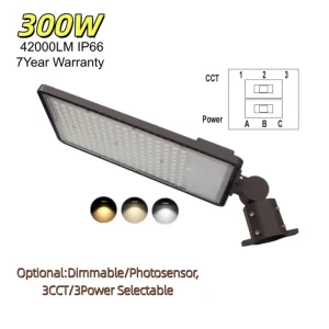 LED Parking Lot Lights Outdoor 300W 120 277V Wall Mount Pole Light Adjustable Security Lights for Street Court Driveways Roadway