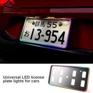 LED Rear License Plate Frame Universal Fit RGB Decorative Light Accessories