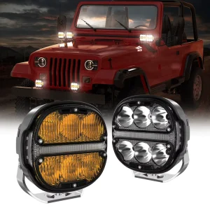 LED Round Work Light Design Patent Dual Color DRL 7 Inch Off Road LED Driving Pod Lights Combo Beam 4×4 Grille ATV Truck