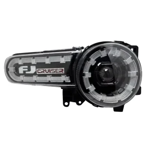 LED Sequential Turn Signal Lens Headlight Assembly with DRL Upgrade for Toyota FJ Cruiser