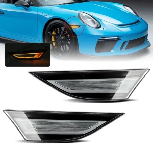 LED Side Marker Light Dynamic Sequential Amber Turn Signal Lamp for Porsche 718 991 Front Fender Warning Lamp