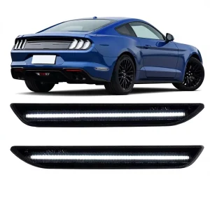 LED Side Marker Lights Rear Fender Reflectors Lamps Waterproof 12V Compatible for Mustang GT White Smoked