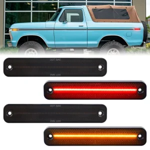 LED Side Marker Lights for Ford F100 150 Bronco 78 79 Econoline Van 75 91 Amber Red Smoke Crystal Signal Blinker Indicator Lamps
