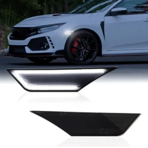 LED Side Marker Lights for Honda Civic 10th Gen Sedan Smoked Front Fender Bumper White Side Marker Lamps