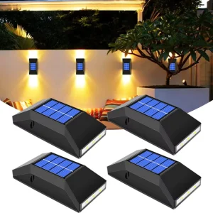 LED Solar IP65 Waterproof Outdoor Wall Light with 6 LEDs 8 Hours Lighting Auto Dimmer Up Down Adjustable
