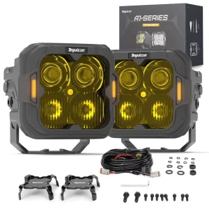 LED Spot Pods Lights with 6000K White and Yellow 3Inch LED Fog Lamp for Car Compatible with Multiple Models Motorcycle Truck UTV SUV