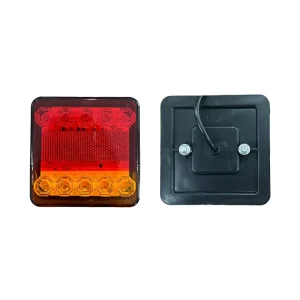 LED Square Tail Light Reflector Stop Brake Turn Signal Red Amber 12V 24V Heavy Duty Truck Trailer Waterproof