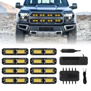 LED Strobe Light Bar Amber 20 Flashing Modes Surface Mount 36-LED Mini Warning Light 5000 lm 12V/24V