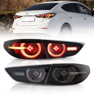 LED Tail Light Assembly With DRL & Sequential Turn Signal Modified Rear Lamp Fit for Mazda 3 Axela