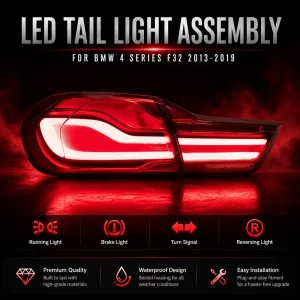 LED Tail Light Assembly for BMW 4 Series F32 DRL Brake Reverse Signal Plug Play