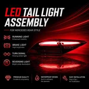 LED Tail Light Assembly for Mercedes GLE W167 Dynamic DRL Brake Light Sequential Turn Signal Plug Play