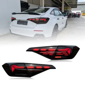 LED Tail Lights Assembly for Honda Civic 11th Gen FE Sedan With Sequential Signal Rear Lamp