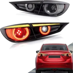 LED Tail Lights Compatible for 3 Axela Sequential Lamp Assembly W Dynamic Animation DRL