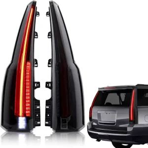 LED Tail Lights for Chevy Tahoe Suburban (NOT GMC) 6 Holes Red Turn Signal DRL Smoke Lens 12V DC