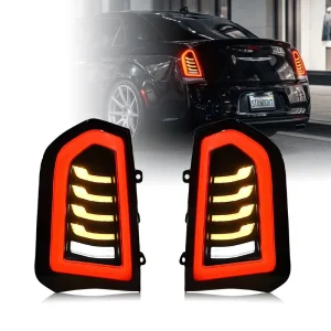 LED Tail Lights for Chrysler 300 300C Lancia Thema Start up Animation Sequential Smoked White Guide