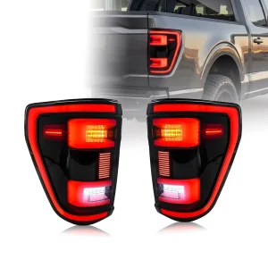 LED Tail Lights for Ford F150 F-150 XLT Only Blind Spot Detector Ready Sequential Rear Lamps Dark Smoked