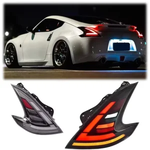 LED Taillight Assembly for Nissan 370Z Taillights Plug and Play Rear Lamp Smoke/Clear Lens