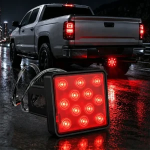 LED Trailer Tail Light 12/15 LED Engine Hood Brake Tail Light Trailer Towing Hitch Receiver Cover Lights for Car Tractor