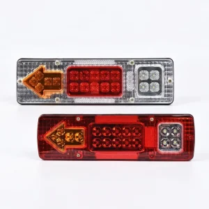 LED Truck Tail Light Solid Arrow Turn Signal Stop Brake Reverse Clear Red Lens 12V 24V Heavy Duty Truck Trailer Waterproof