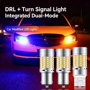 LED Turn Signal Car Modified Daytime Running Light Integrated Dual-mode Turn Light Bulb Decoding 1156 Fan T20 Universal