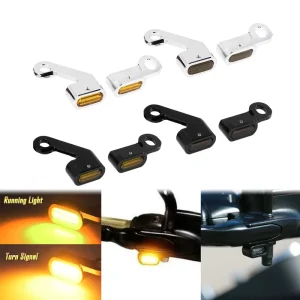LED Turn Signal Indicator Running Light for Harley E Mark Black Chrome for Softail Fat Boy Touring FLHT FLTRX Street Glide