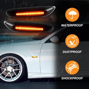 LED Turn Signal Lamp Assembly Kit with Smoke Lens Amber LED Side Marker Lights