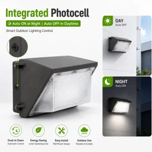 LED Wall Pack Light Built in Photocell IP65 Outdoor Wall Lighting Parking Lot CE RoHS DLC 5 Years Warranty